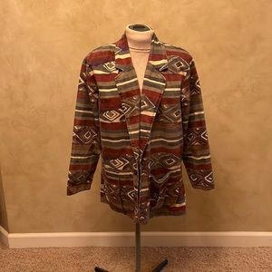 🎄 Chico’s D.E.S.I.G.N. Jacket in Burgendy’s, Browns, Green & Cream